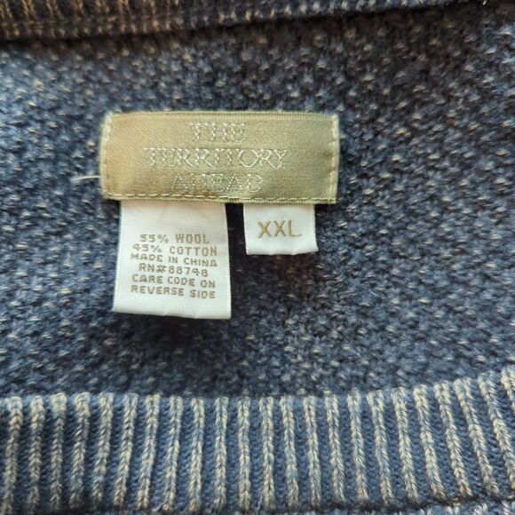 The Territory Ahead Knit Sweater Mens XXL Blue Orange Pullover Wool Cotton - Picture 5 of 7